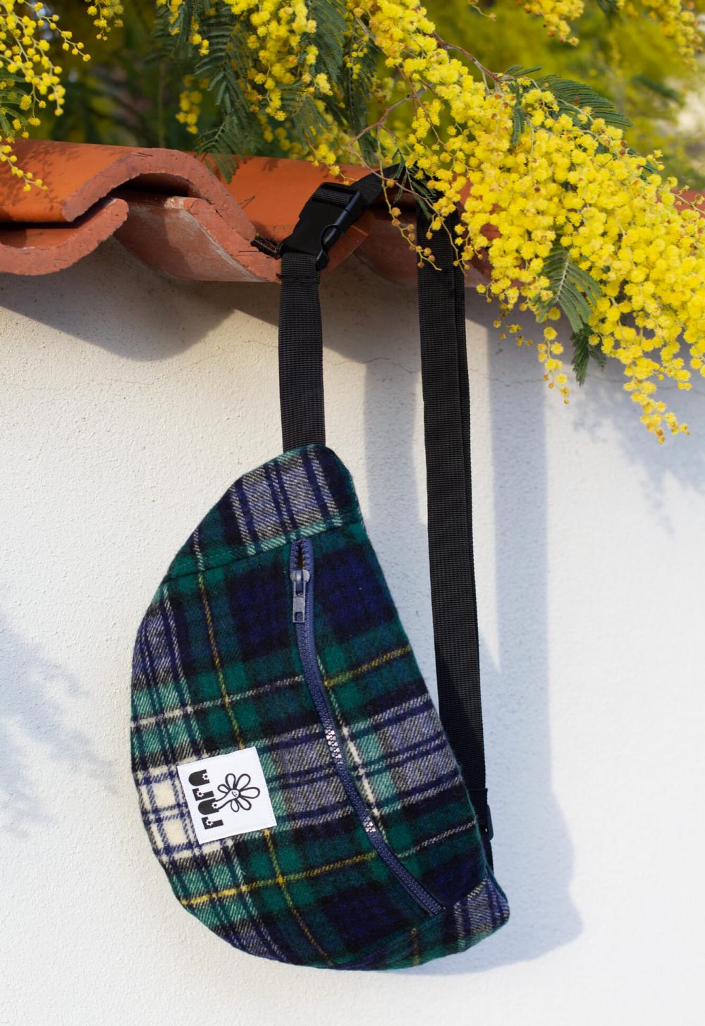 Sac banane basique tartan vert
