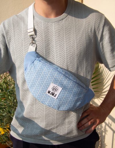 Sac banane basique bleu à pois