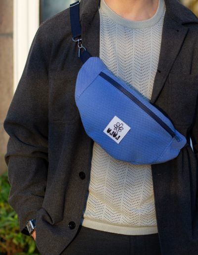 Sac banane basique bleue texturé