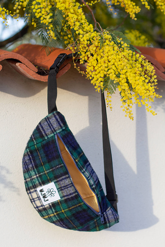 Sac banane basique tartan vert