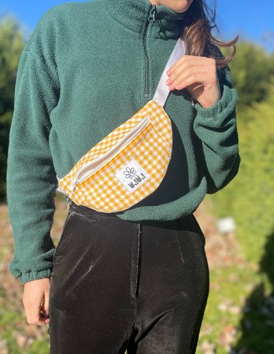 Baby sac banane jaune à carreaux