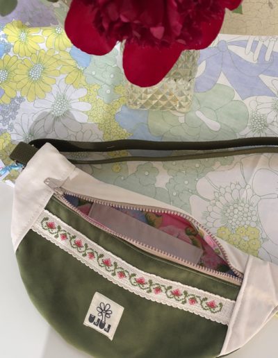 Sac banane basique bicolore velours