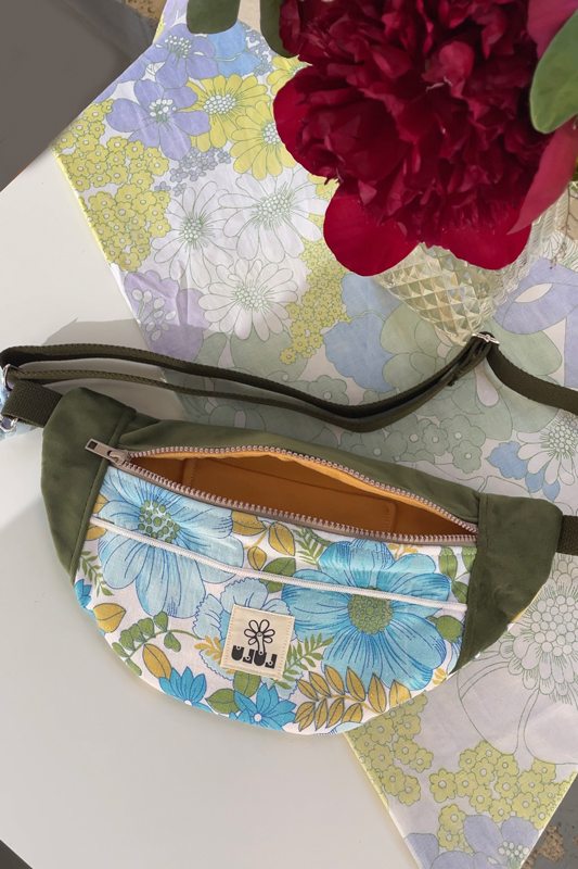 Sac banane basique bicolore velours