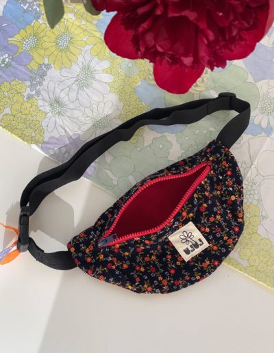 Baby sac banane fleuri velours côtelé
