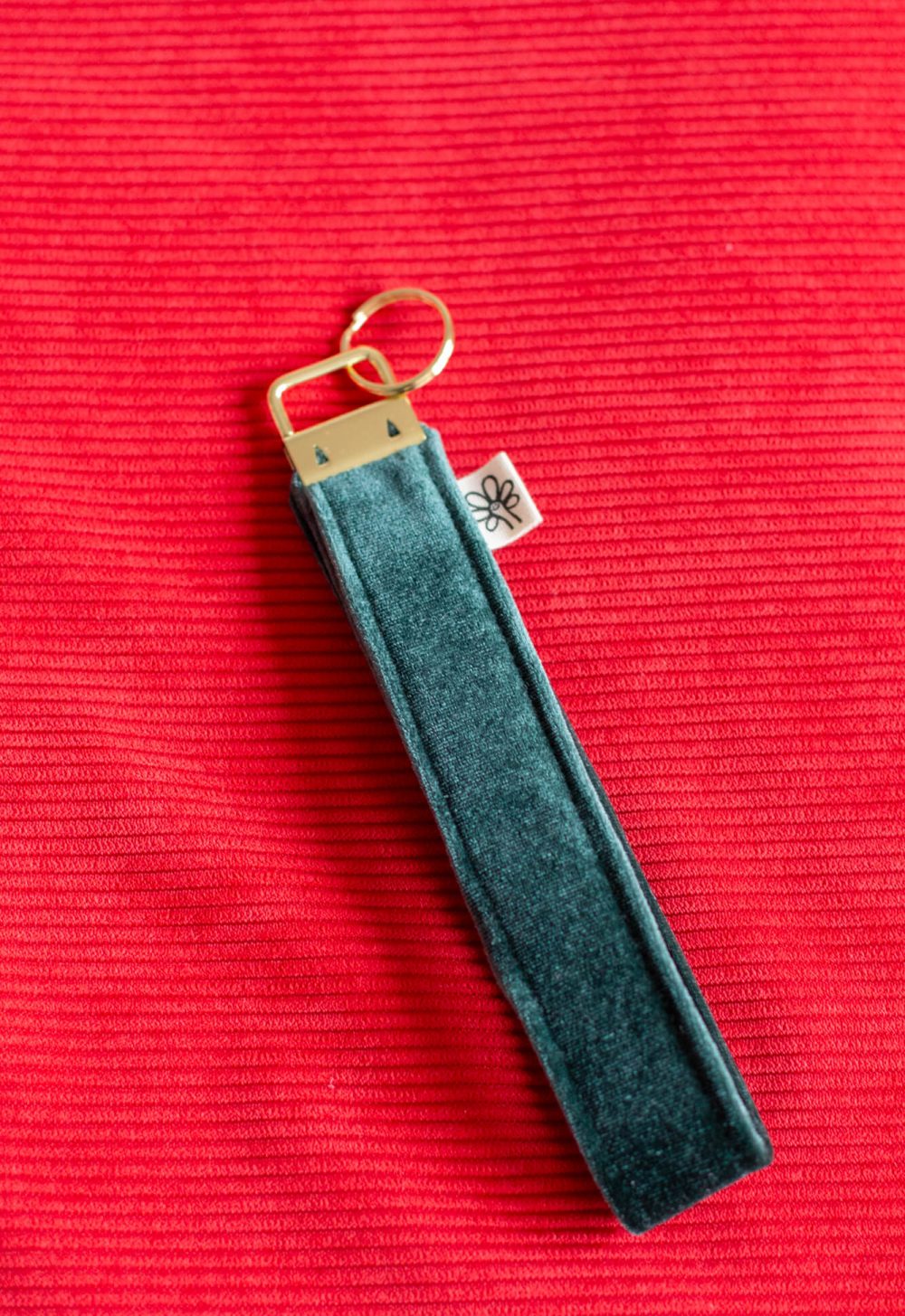 Porte-clés velours vert