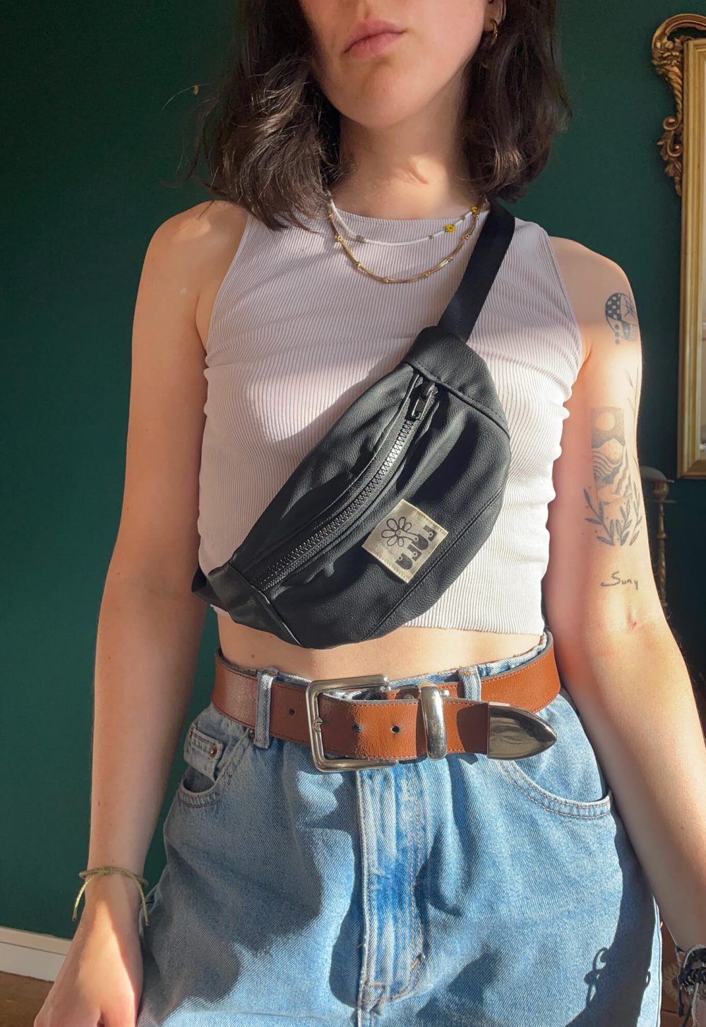 La baby banane simili cuir noir