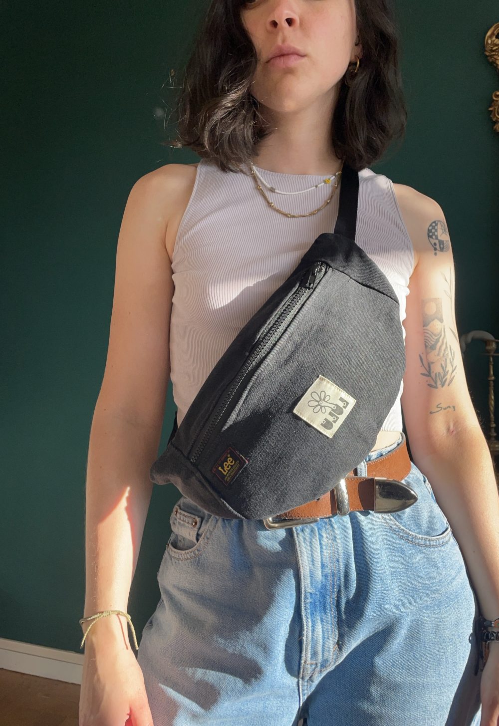 La baby banane simili cuir noir